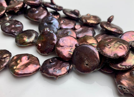 19-20 mm Purplish Brown Jumbo Freshwater Coin Pearls Genuine Freshwater Coin Pearls Limited Edition Purplish Brown Color Pearl Beads #1389