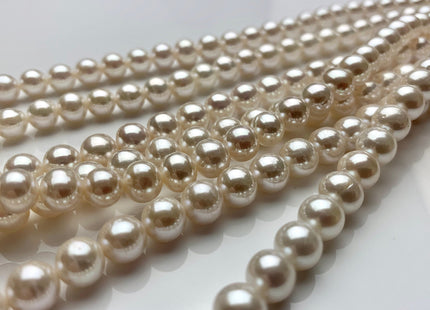 7mm AAA Extra Shiny Natural White Perfect Round Large Hole Freshwater Pearl Genuine High Luster White Bridal Pearl HoleSize 1.2-2.1mm #P1471