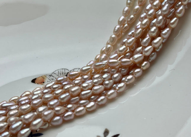 WHOLESALE 3x4-6 mm Natural Pink Rice / Oval Freshwater Pearl High Luster Freshwater Pearls Beads Small Pink Seed Pearl Beads #1407