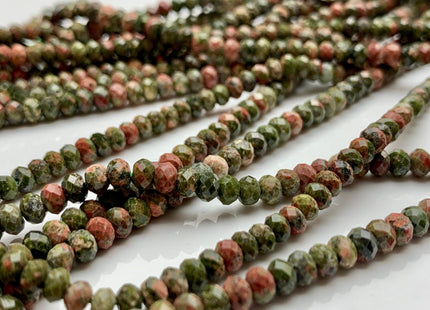 3x4 mm AAA Natural Color Faceted Rondelle Unakite Gemstone Beads Top Quality Micro Faceted Unakite Gemstone Loose Beads # 2444