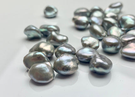 ONE Piece AAAAA 10-13 mm Top Quality High Luster Half/Undrilled/Through Drilled Freshwater Keshi Pearl Bead Genuine Gray Color Pearls #P1286
