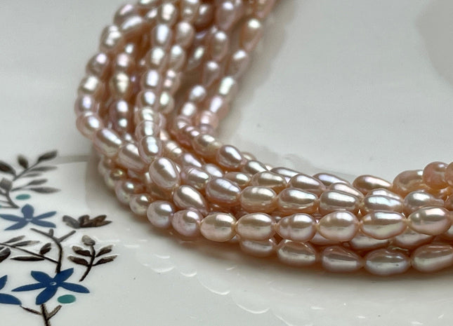 WHOLESALE 3x4-6 mm Natural Pink Rice / Oval Freshwater Pearl High Luster Freshwater Pearls Beads Small Pink Seed Pearl Beads #1407