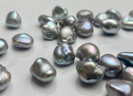 ONE Piece AAAAA 10-13 mm Top Quality High Luster Half/Undrilled/Through Drilled Freshwater Keshi Pearl Bead Genuine Gray Color Pearls #P1286
