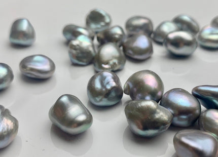 ONE Piece AAAAA 10-13 mm Top Quality High Luster Half/Undrilled/Through Drilled Freshwater Keshi Pearl Bead Genuine Gray Color Pearls #P1286