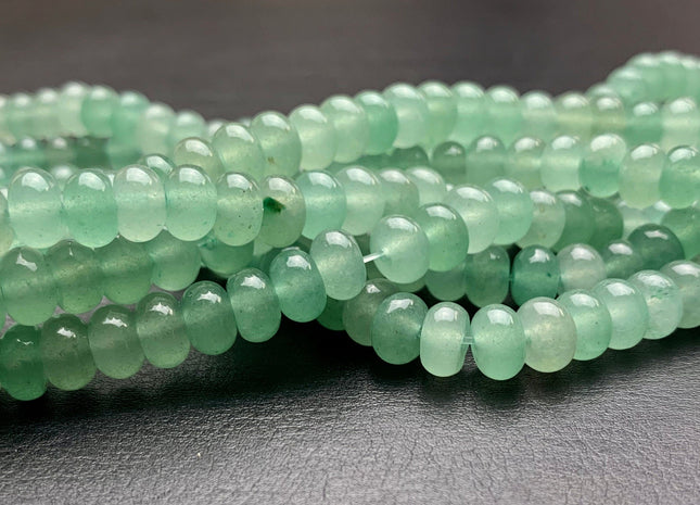 5x8 mm Natural Color Smooth Rondelle Shape Green Aventurine Gemstone Beads Genuine Green Aventurine Loose Beads 15 Inches Strand #2787