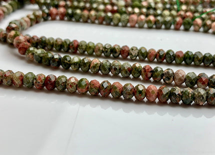 3x4 mm AAA Natural Color Faceted Rondelle Unakite Gemstone Beads Top Quality Micro Faceted Unakite Gemstone Loose Beads # 2444