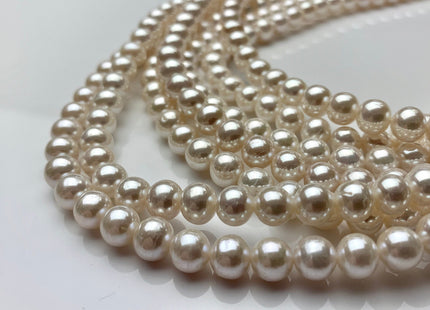 7mm AAA Extra Shiny Natural White Perfect Round Large Hole Freshwater Pearl Genuine High Luster White Bridal Pearl HoleSize 1.2-2.1mm #P1471