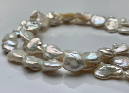 10-17 mm AA Natural White Keshi Center Drilled Freshwater Pearl Beads Genuine High Luster White Cornflake Keshi Pearls #1893