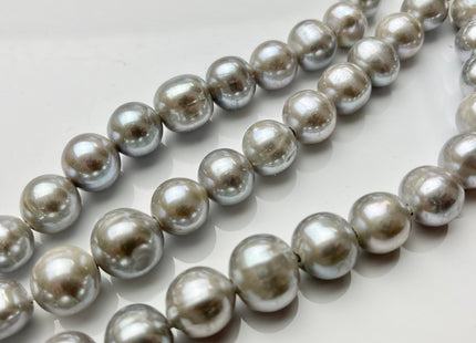 12-15 mm Half Strand Large Hole Extra Shiny Silver Gray Graduated Freshwater Edison Pearl Beads 1.5mm or 2.2mm Hole Natural Pearls #364