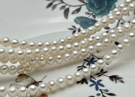WHOLESALE 5.5-6 mm AAA Natural White Semi Round Freshwater Pearls Genuine High Luster Smooth And Round White Freshwater Pearl Beads #205
