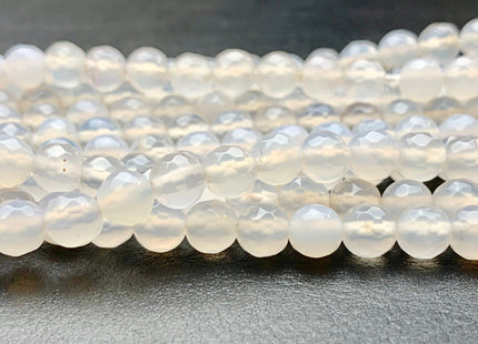 6mm 8mm 10mm 12mm Faceted Round Translucent White selenite Color Agate Gemstone Beads Genuine Agate Gemstone 14 Inches Strand #2809