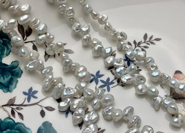 5x7 mm 5x9 mm Grade B Natural Silver White Keshi Freshwater Pearl Beads Rare Top Drilled Genuine Silver White Keshi Freshwater Pearls #P1535
