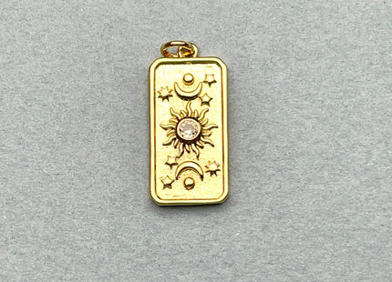 Sun Stars Crescent Moon Sky Charms for Necklace Jewelry Making, 18K Gold Filled Charm Pendant With CZ Crystals, One Piece #CR0028
