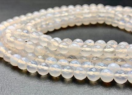 6mm 8mm 10mm 12mm Faceted Round Translucent White selenite Color Agate Gemstone Beads Genuine Agate Gemstone 14 Inches Strand #2809