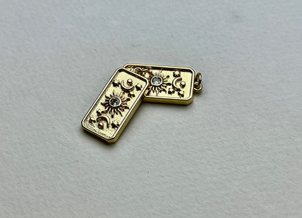 Sun Stars Crescent Moon Sky Charms for Necklace Jewelry Making, 18K Gold Filled Charm Pendant With CZ Crystals, One Piece #CR0028