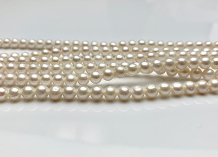 WHOLESALE 5.5-6 mm AAA Natural White Semi Round Freshwater Pearls Genuine High Luster Smooth And Round White Freshwater Pearl Beads #205