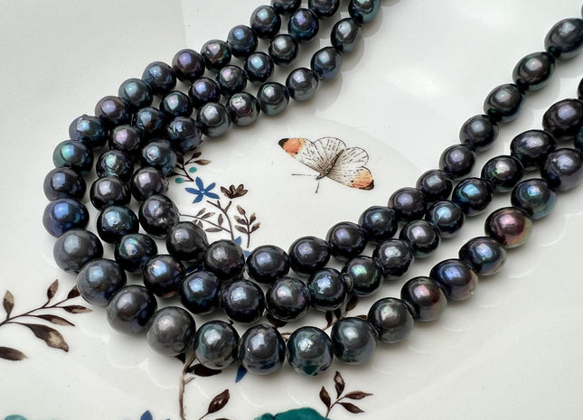 10.5-11 mm AA Peacock Edison Baroque Pearls Off-Round Shape Genuine Rainbow Peacock Color Edison Pearl Beads #1813