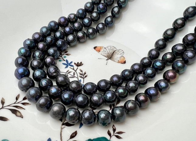 10.5-11 mm AA Peacock Edison Baroque Pearls Off-Round Shape Genuine Rainbow Peacock Color Edison Pearl Beads #1813