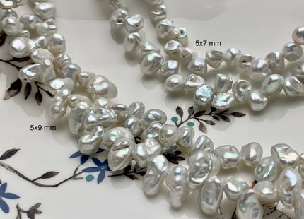 5x7 mm 5x9 mm Grade B Natural Silver White Keshi Freshwater Pearl Beads Rare Top Drilled Genuine Silver White Keshi Freshwater Pearls #P1535
