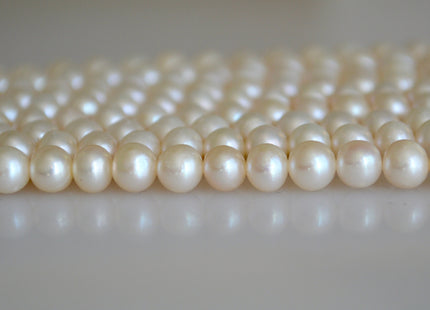WHOLESALE 5.5-6 mm AAA Natural White Semi Round Freshwater Pearls Genuine High Luster Smooth And Round White Freshwater Pearl Beads #205