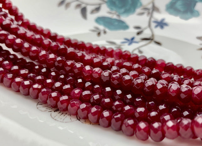 BEST DEAL 4x6 mm Faceted Rondelle Dark Mahogany Color Agate Gemstone Beads Genuine Agate Gemstone Loose Beads 14 Inches Strand #2769