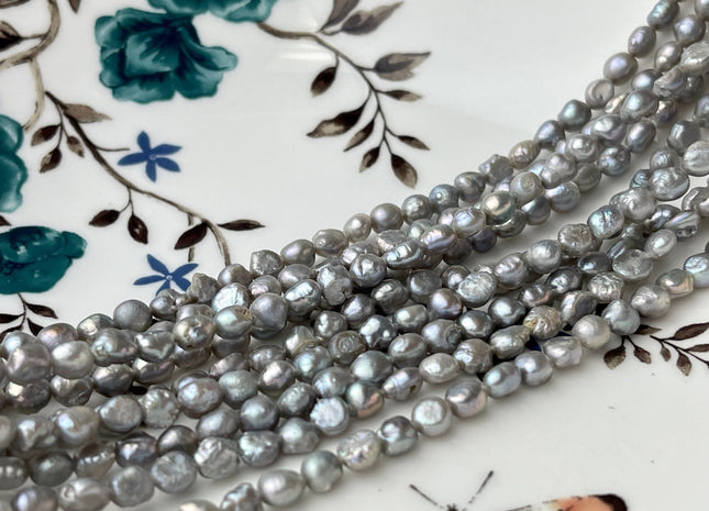 4-5 mm Gray Color Potato Nugget Freshwater Pearl Beads Genuine Freshwater Pearls Tiny Gray Nugget Cultured Seed Pearl Beads #P2312