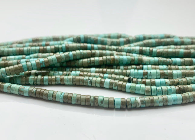 4 mm Turquoise Heishi Rondelle Shape Gemstones Loose Beads 15 Inches Strand #3249