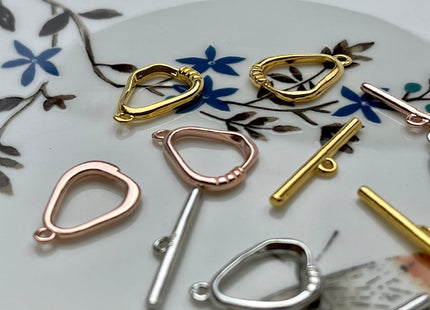 9x13 mm 11x15 mm 925 Sterling Silver/Gold/Rose Gold Toggle Clasp Genuine 925 Silver Toggle Findings Oval Egg Shape Design DIY Jewelry #10265
