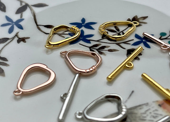 9x13 mm 11x15 mm 925 Sterling Silver/Gold/Rose Gold Toggle Clasp Genuine 925 Silver Toggle Findings Oval Egg Shape Design DIY Jewelry #10265
