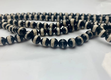 6 mm 8 mm 10 mm 12 mm AAA DZI Tibetan Agate Faceted Round Black And White Color Tibetan Agate Gemstone Loose Beads #2377