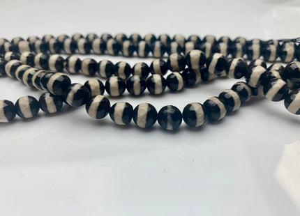 6 mm 8 mm 10 mm 12 mm AAA DZI Tibetan Agate Faceted Round Black And White Color Tibetan Agate Gemstone Loose Beads #2377