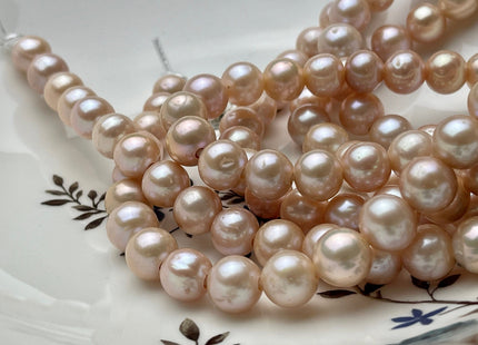 10 mm AA Half Strand Large Hole Natural Light Peach Pink Potato Freshwater Pearl Bead Hole Size 2.2 mm Large Hole Pink Pearl 21 Beads #P1800