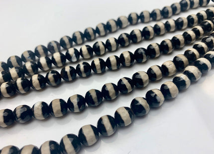 6 mm 8 mm 10 mm 12 mm AAA DZI Tibetan Agate Faceted Round Black And White Color Tibetan Agate Gemstone Loose Beads #2377