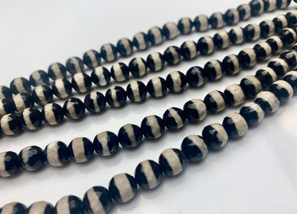 6 mm 8 mm 10 mm 12 mm AAA DZI Tibetan Agate Faceted Round Black And White Color Tibetan Agate Gemstone Loose Beads #2377