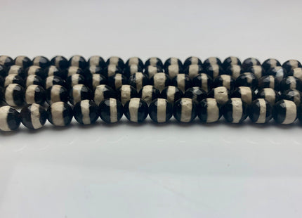 6 mm 8 mm 10 mm 12 mm AAA DZI Tibetan Agate Faceted Round Black And White Color Tibetan Agate Gemstone Loose Beads #2377