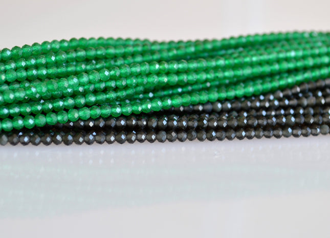 2.5 mm Dark Gray MoonStone Or Green Onyx Beads Natural Color Faceted Round Shape #2044