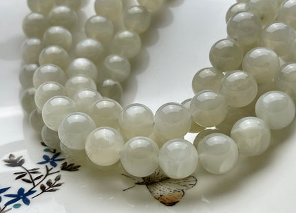 12 mm AAA Smooth Round White Color Natural Moonstone Gemstone Beads Genuine Natural White Moonstone High Polished Gemstone Beads #4033