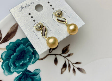 AAAA Genuine Akoya Pearl Fox Stud Earrings With 925 Sterling Gold Top Quality Gold Chinese Akoya Pearl Earring Wedding Jewelry #1741-C