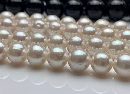 9.5-10mm AAA Extra Shiny Natural White Off Round Freshwater Pearl Beads Genuine Natural Pearl Beads, High Luster White Bridal Pearls #1576
