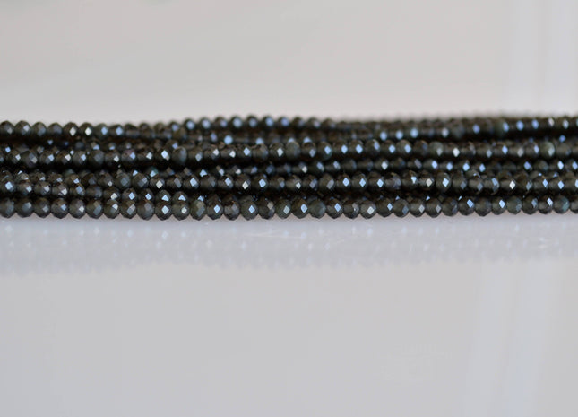 2.5 mm Dark Gray MoonStone Or Green Onyx Beads Natural Color Faceted Round Shape #2044