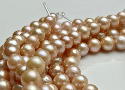 10 mm AA Half Strand Large Hole Natural Light Peach Pink Potato Freshwater Pearl Bead Hole Size 2.2 mm Large Hole Pink Pearl 21 Beads #P1800