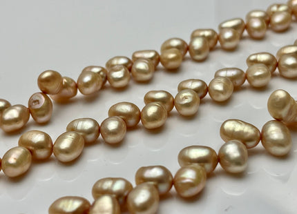 7 x 9 mm Light Champagne Corner Drilled Freshwater Pearl Nugget Beads, Champagne Rice Nugget Pearls, Dancing Nugget Pearl Bead #153