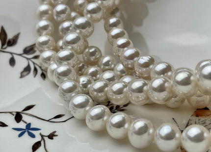 9.5-10mm AAA Extra Shiny Natural White Off Round Freshwater Pearl Beads Genuine Natural Pearl Beads, High Luster White Bridal Pearls #1576