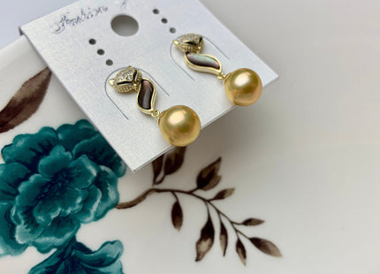 AAAA Genuine Akoya Pearl Fox Stud Earrings With 925 Sterling Gold Top Quality Gold Chinese Akoya Pearl Earring Wedding Jewelry #1741-C