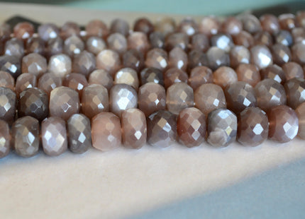 8-9mm Natural AAA Dark Color Coffee Moonstone Beads Gemstone Faceted Rondelle Gemmy Coffee Moonstone 8 inches #2131