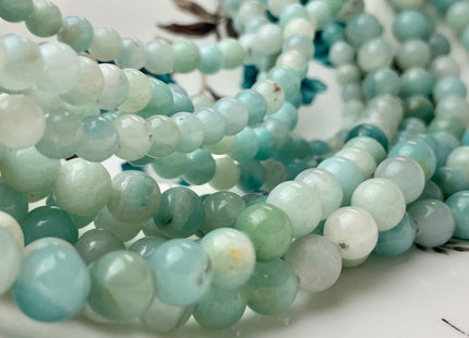 WHOLESALE 6mm 8mm 10mm 12mm AAA Large Hole Smooth Round Amazonite Natural Multi Blue Color Gemstone Beads 14.0" #2915