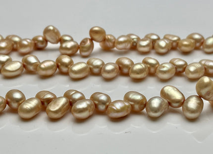 7 x 9 mm Light Champagne Corner Drilled Freshwater Pearl Nugget Beads, Champagne Rice Nugget Pearls, Dancing Nugget Pearl Bead #153