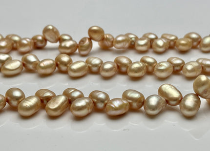 7 x 9 mm Light Champagne Corner Drilled Freshwater Pearl Nugget Beads, Champagne Rice Nugget Pearls, Dancing Nugget Pearl Bead #153