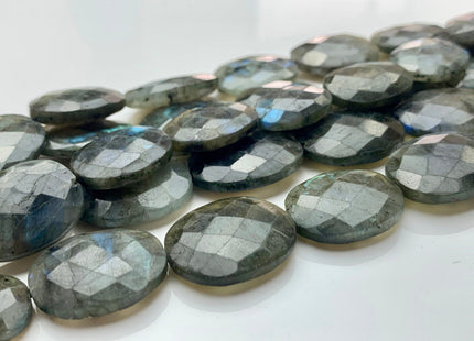 One Piece 20-22x29-31 mm AAA Rainbow Blue Flashy Labradorite Beads Faceted Flat Oval Shape Top Quality Labradorite Gemstone Beads #3275