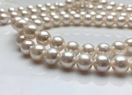 9.5-10mm AAA Extra Shiny Natural White Off Round Freshwater Pearl Beads Genuine Natural Pearl Beads, High Luster White Bridal Pearls #1576